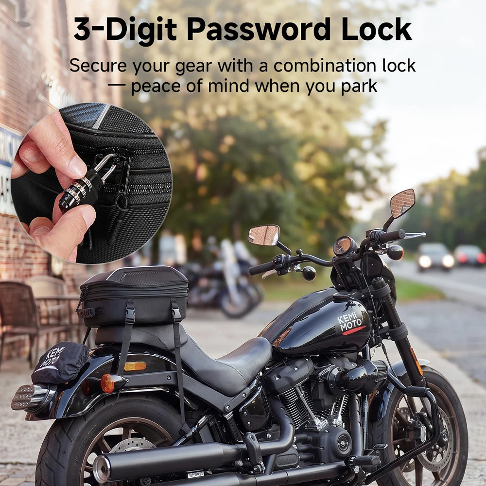 KEMITOUR EVA Motorcycle Tail Bag with Combination Lock Motorcycle Tail Bag Nixie