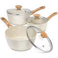 MICHELANGELO Granite Nonstick Saucepan Set with Lids – 3 Piece Nonstick Saucepan Set Nixie Three piece Set