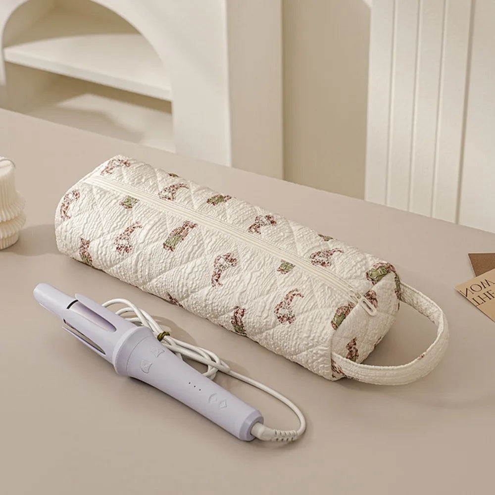 Quilted Hair Dryer Storage Bag with Handle – Dustproof Organizer