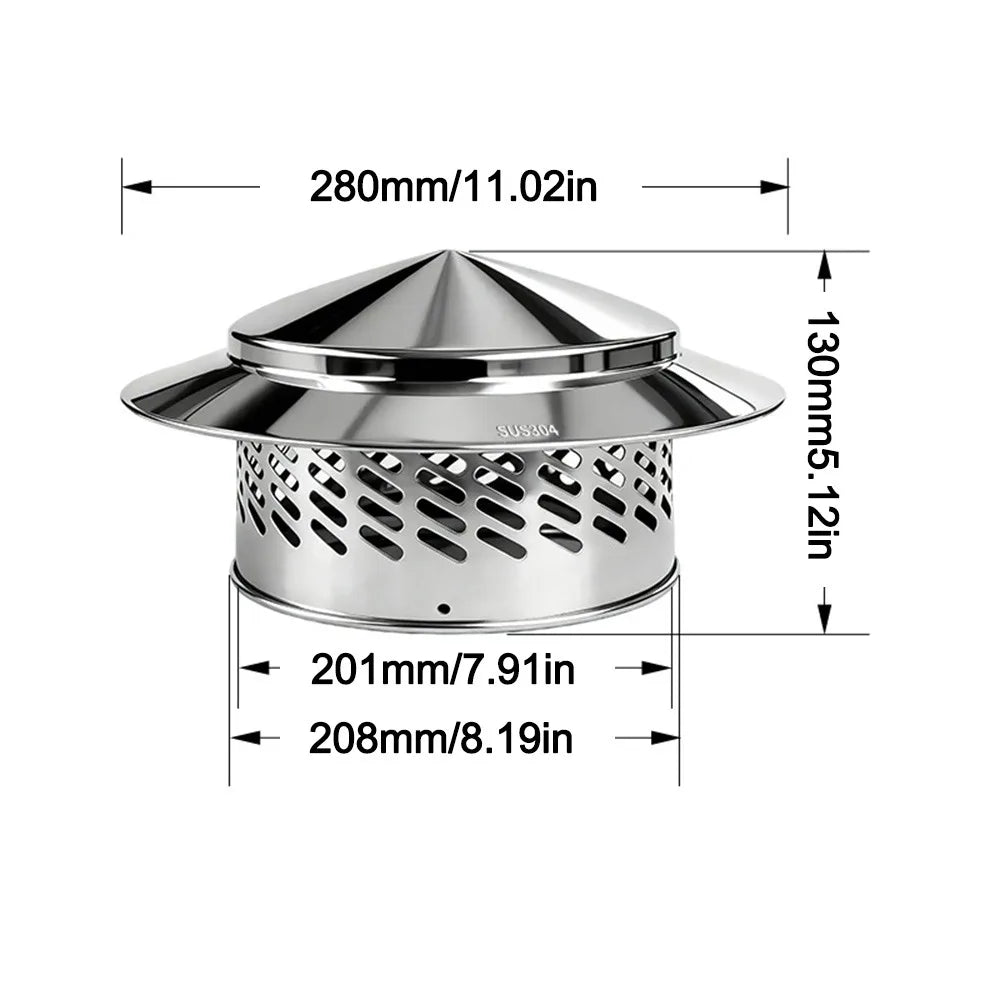 Stainless Steel Chimney Cap Rainproof Cover 80–200mm Chimney Cap Cover Nixie 200