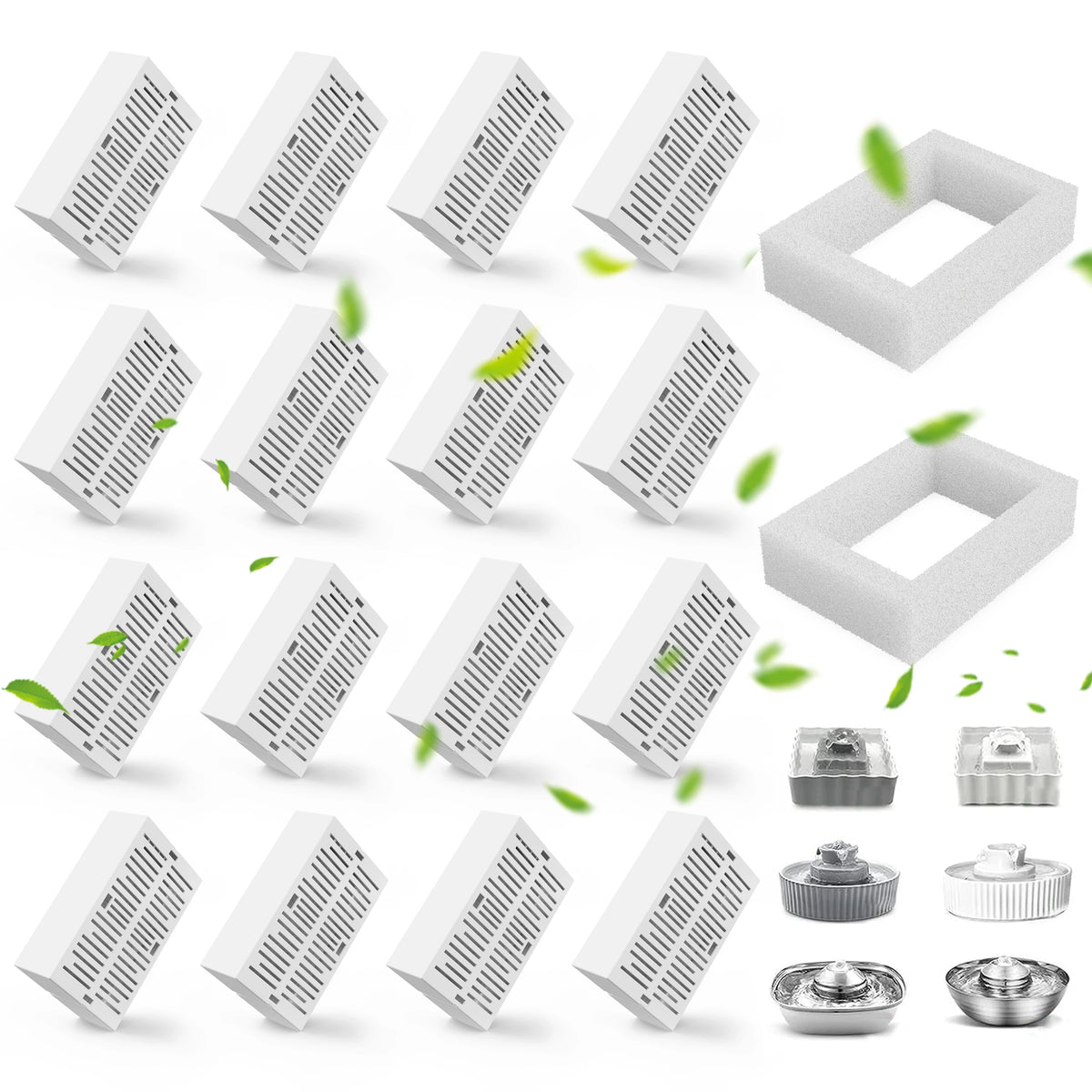 8-Pack Ceramic Pet Fountain Filters – Activated Carbon & Foam Pet Fountain Filter Nixie