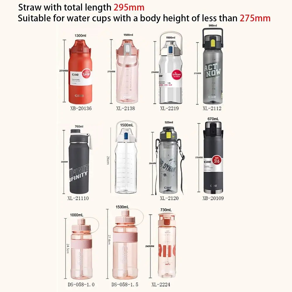Reusable Silicone Cup Straw 22–34cm | Universal Big Belly Bottle Reusable Drinking Straw Nixie