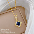 Diamond Shape Zircon Pendant Necklace | Gold Stainless Steel Pendant Necklace Nixie XL2606-877