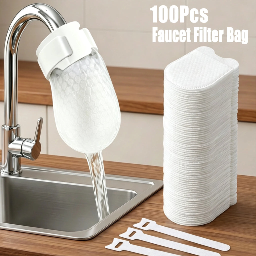 100Pcs Cotton Faucet Filter Bags – Anti-Splash Tap Water Purifier