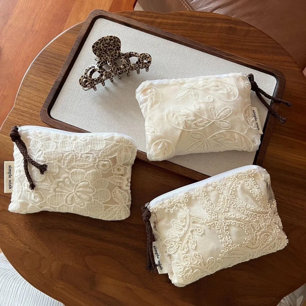 French Art Deco Lace Embroidered Mini Coin Purse & Pouch