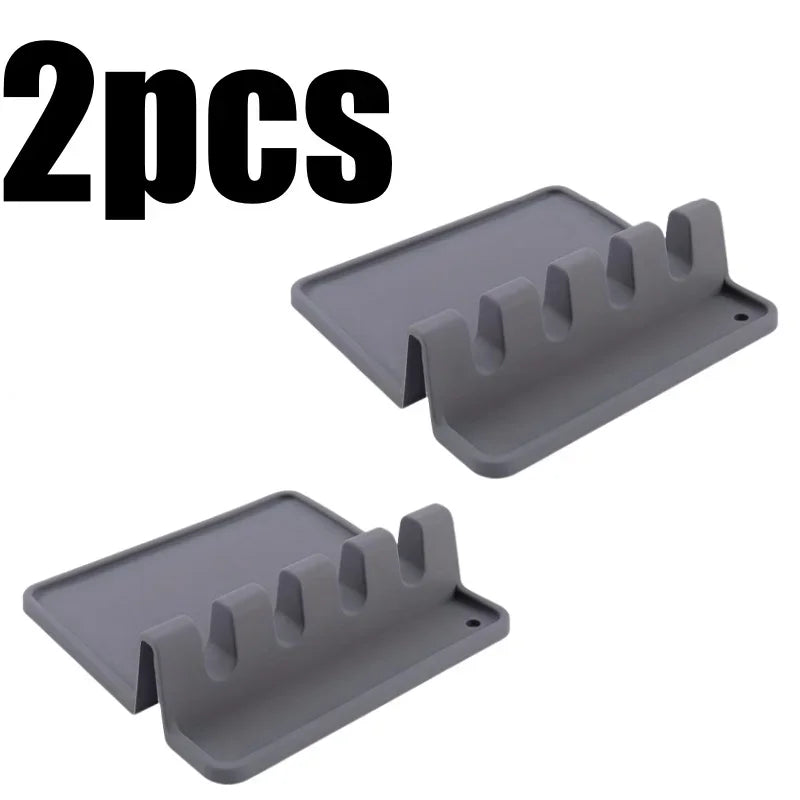 Silicone Utensil Rest with Drip Pad – BPA-Free Spoon Holder Silicone Spoon Rest Nixie 2pcs Grey