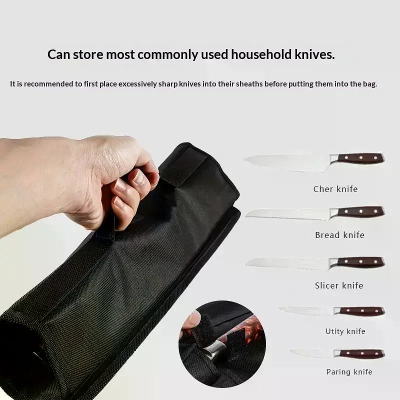 Black Oxford Chef Knife Roll Bag – 5-Pocket Carry Case Knife Roll Bag Nixie Default Title