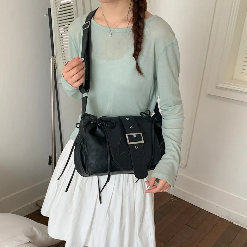 Korean-Style Women's Bow Underarm Crossbody Shoulder Bag | Nixie Women's Crossbody Handbag Nixie Black