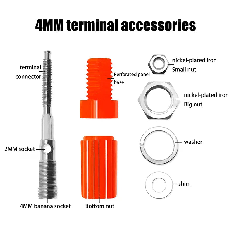 5Pcs 4mm Banana Socket M3x45mm Binding Post Connector Terminal