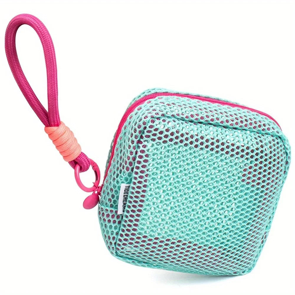 Square Mesh Cosmetic Bag – Portable Zipper Storage Pouch