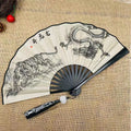 Retro Dragon Folding Fan – 8" Silk & Bamboo Double-Sided Decorative Folding Fan Nixie B