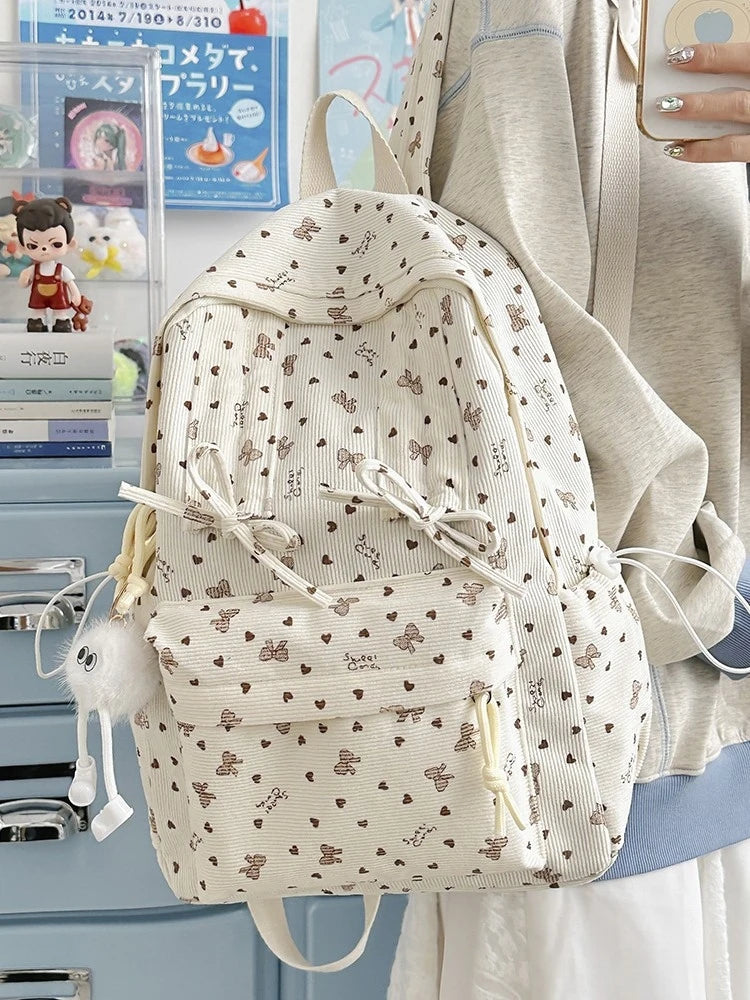 Retro Corduroy Backpack for Women – Stylish School Bag Corduroy Backpack Nixie