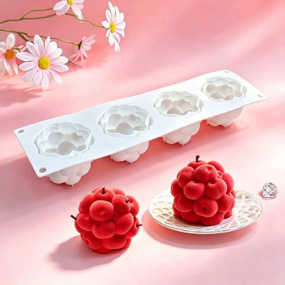 4-Cavity Cherry Cluster Silicone Mold – BPA-Free Dessert Mold Silicone Baking Mold Nixie
