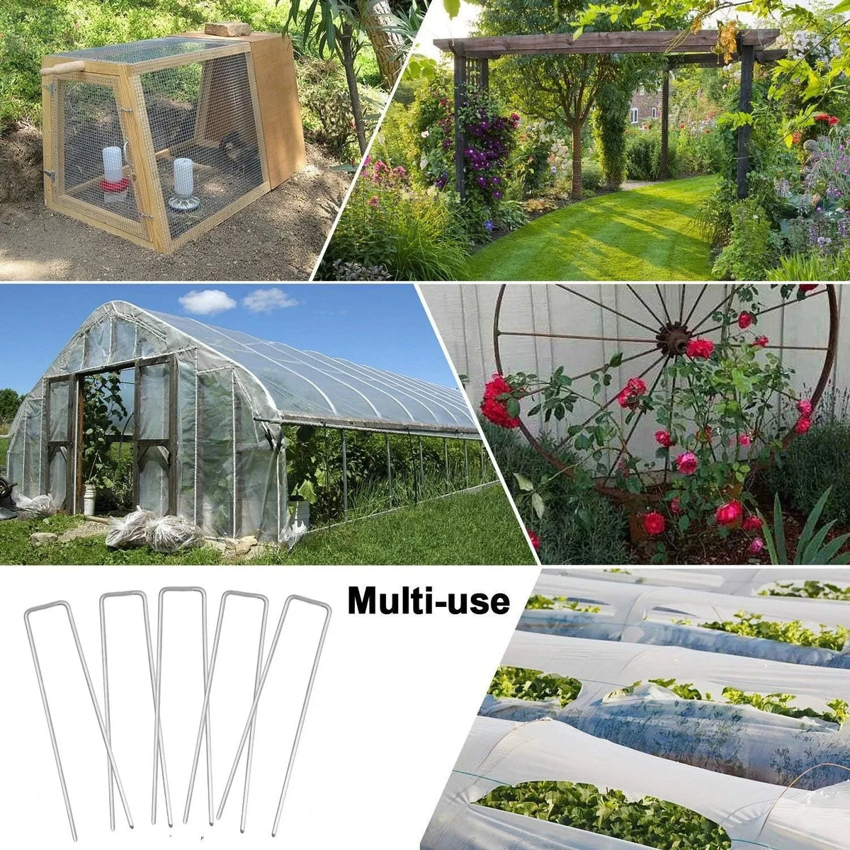50pcs U-Shaped Garden Stakes Heavy-Duty Stainless Steel Landscape Nails Garden Ground Stakes Nixie