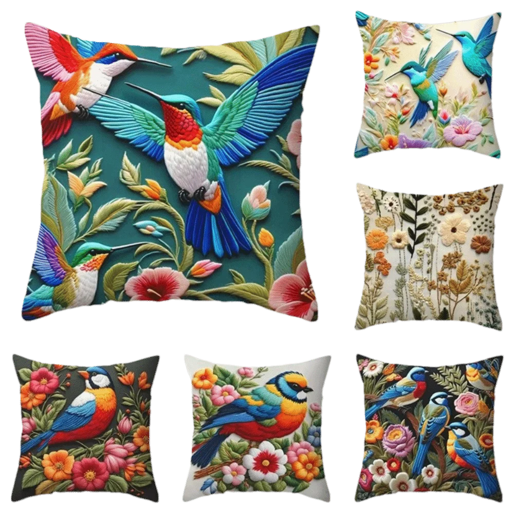 Bohemian Floral Bird 45cm Decorative Pillow Cover | Cushion Case Decorative Pillow Cover Nixie