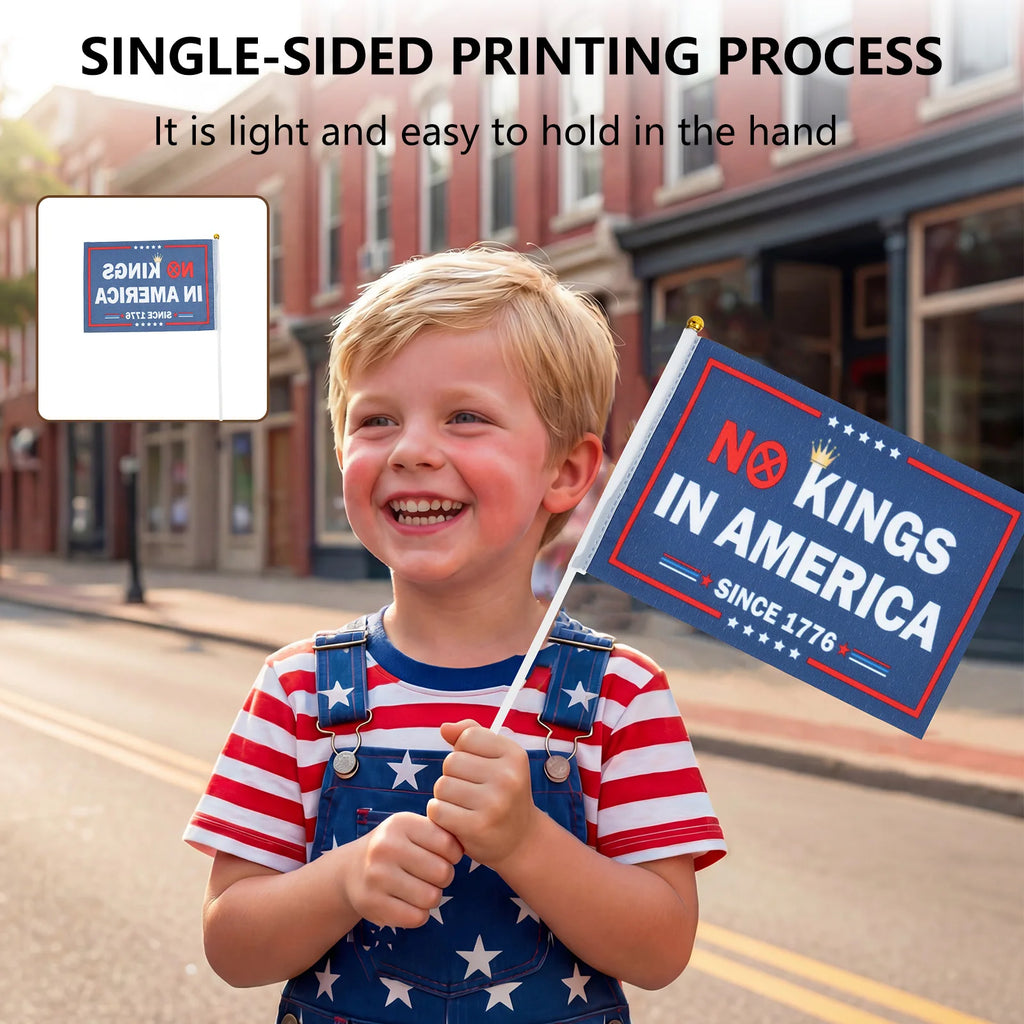20Pcs No Kings In America 1776 Handheld Flags on Sticks