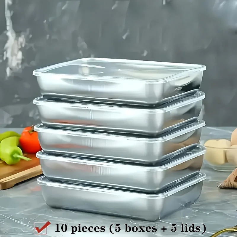 10-Piece Stainless Steel Food Storage Container Set | Meal Prep Food Storage Containers Nixie 10pcs(5boxs 5lids)