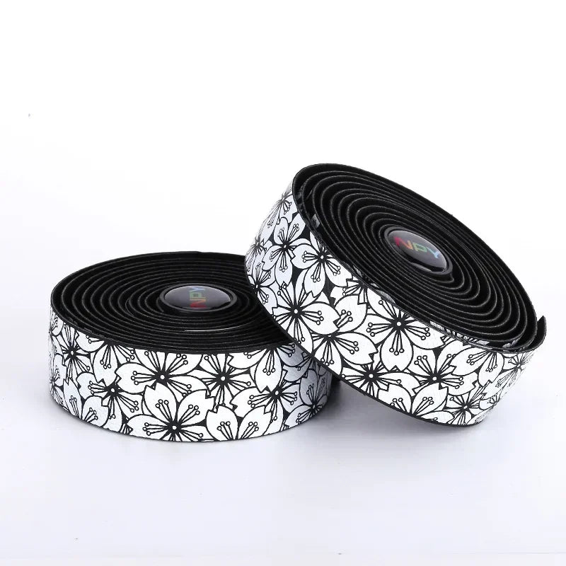 Sakura Road Bike Handlebar Tape – Anti-Slip Cushioned Wrap Bike Handlebar Tape Nixie BLACK-WHITE
