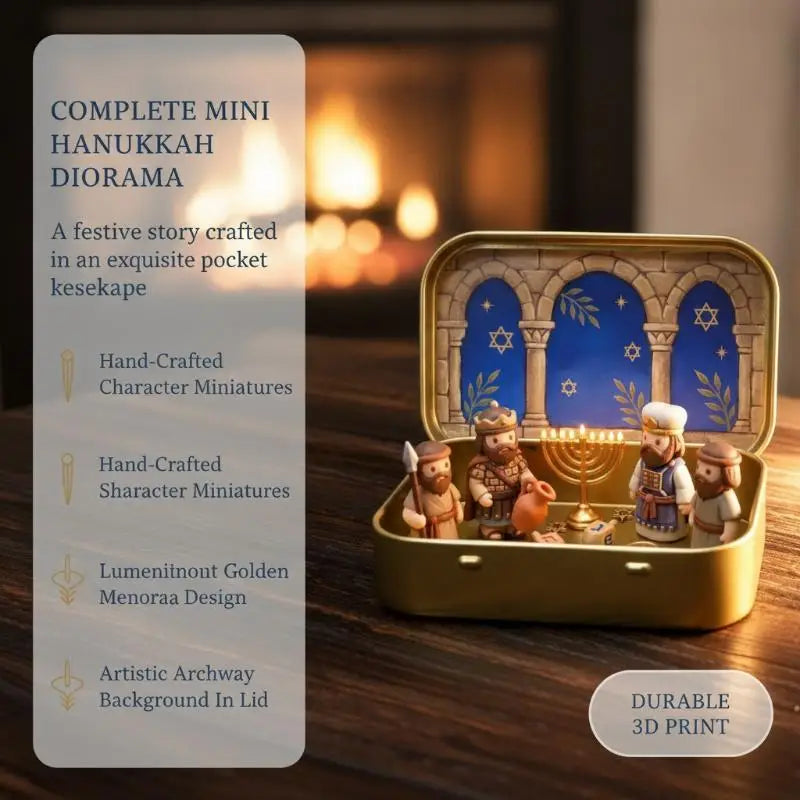 Mini Nativity Scene Set 3D Printed Figurines with Tin Case