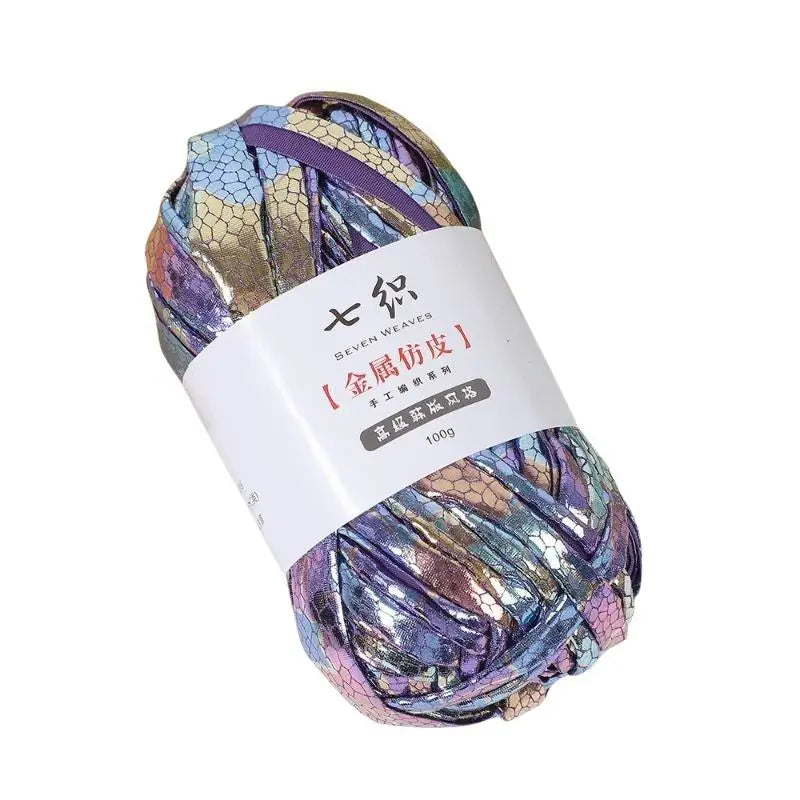 Cracked Metallic Flat Yarn 100g – Holographic Crochet & Knit Yarn Metallic Craft Yarn Nixie