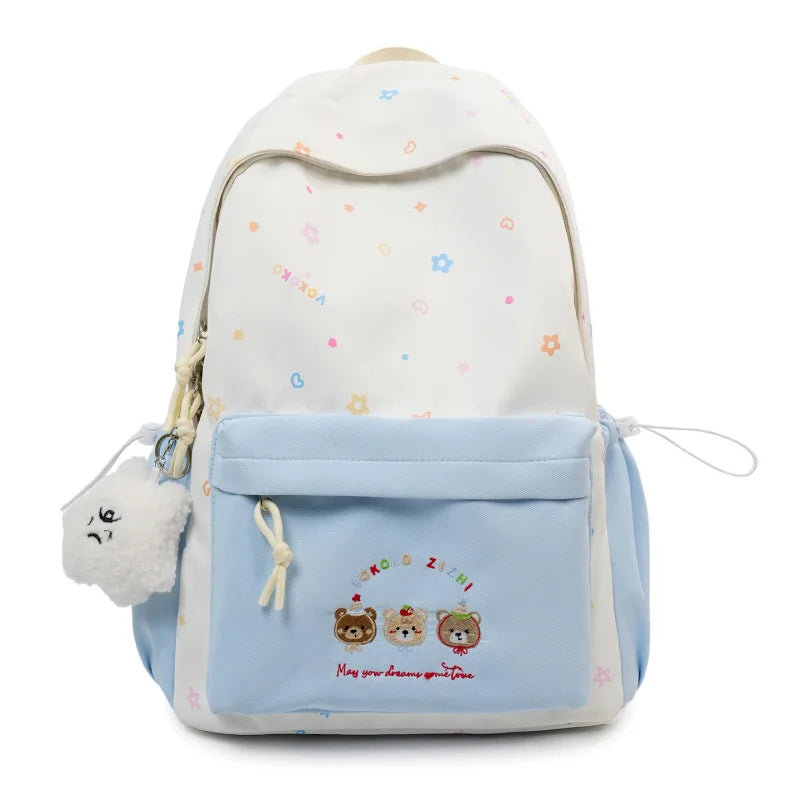 Cartoon Dog Embroidery Backpack – Large School Bag for Girls Embroidery Backpack Nixie