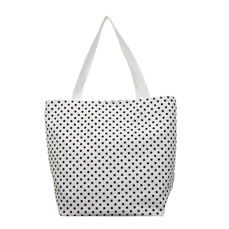 Canvas Polka Dot Large Tote Bag – Shoulder & Commuter Bag Canvas Shoulder Tote Nixie