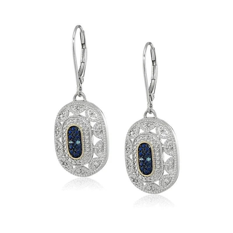 Art Deco Blue CZ Drop Dangle Earrings | Women's Wedding Gift Drop Dangle Earrings Nixie
