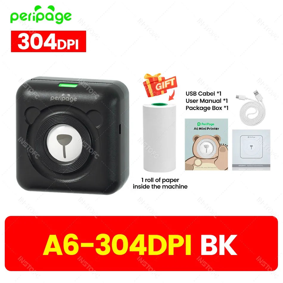 PeriPage A6 Portable Bluetooth Thermal Printer 304DPI