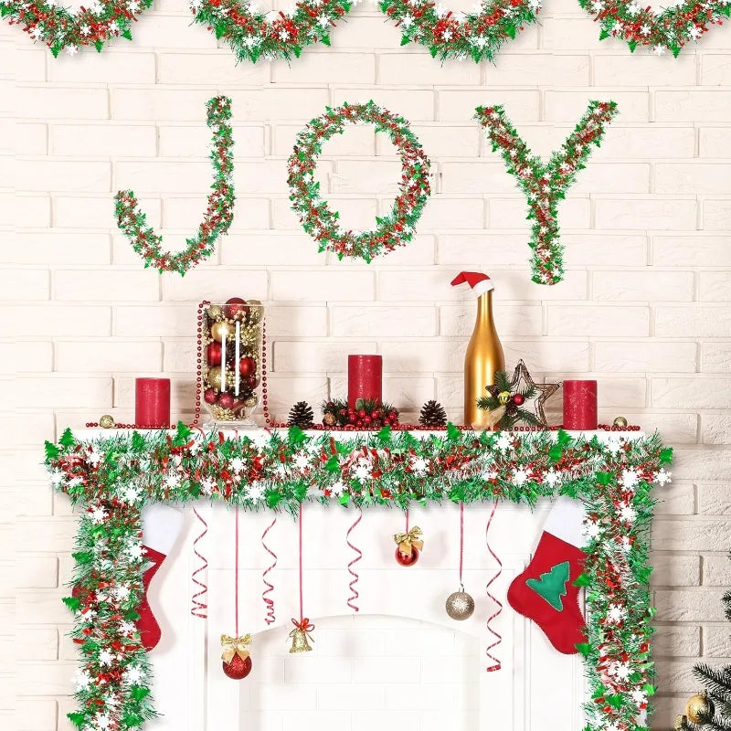 2M Glittering Metallic Twist Garland – Christmas Holiday Decor Christmas Garland Nixie