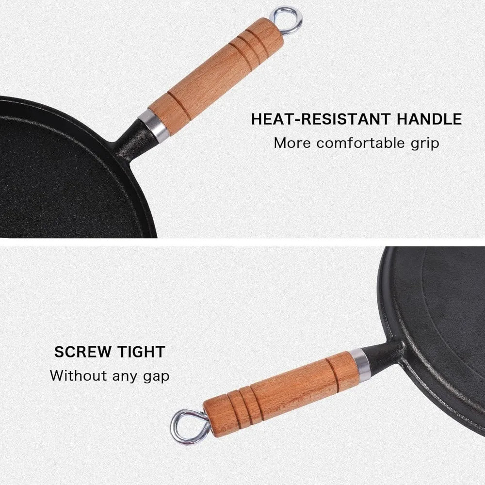 Cast Iron Frying Pan – Uncoated Non-Stick Crepe & Egg Pan Cast Iron Skillet Nixie
