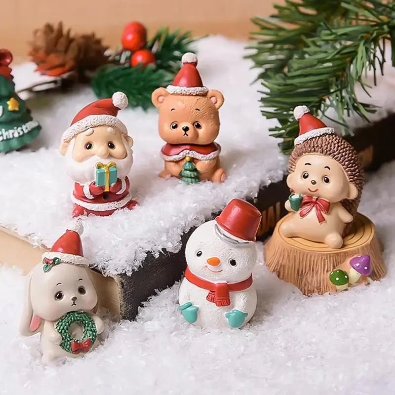 Mini Resin Christmas Animal Ornament | Cute Xmas Tree Pendant Christmas Ornament Nixie