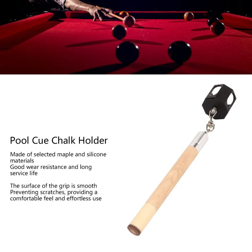 2-in-1 Pool Cue Chalk Holder & Tip Pricker – Wood & Metal Billiard Chalk Holder Nixie
