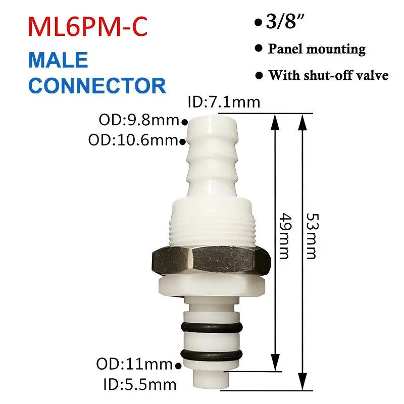 Quick Disconnect Hose Coupling 1/4 5/16 3/8 Valved Barb Connector Hose Quick Coupler Nixie ML6PM