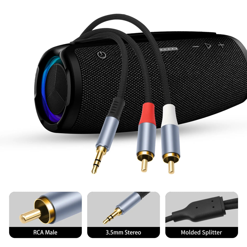 3.5mm to 2-RCA Audio Splitter Cable | AUX to RCA Stereo Audio Splitter Cable Nixie