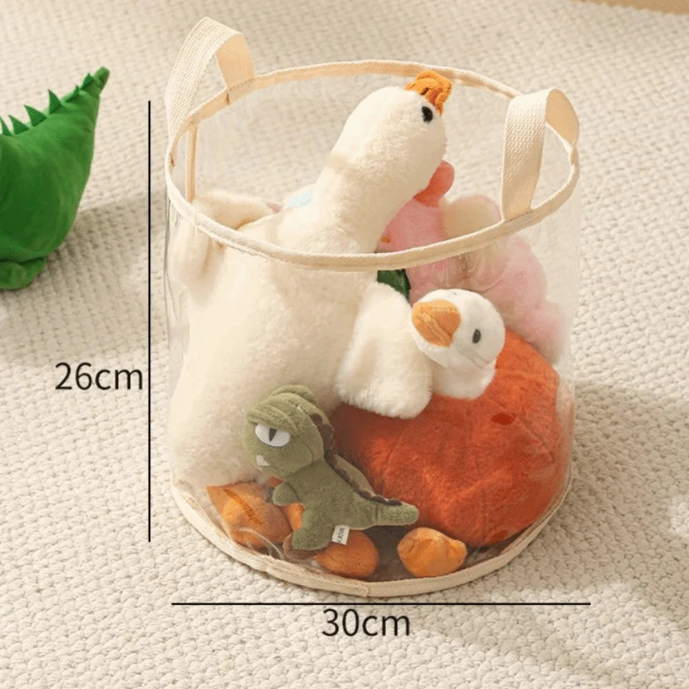PVC Transparent Storage Basket with Handle – Large Capacity Storage Basket Nixie Round-L