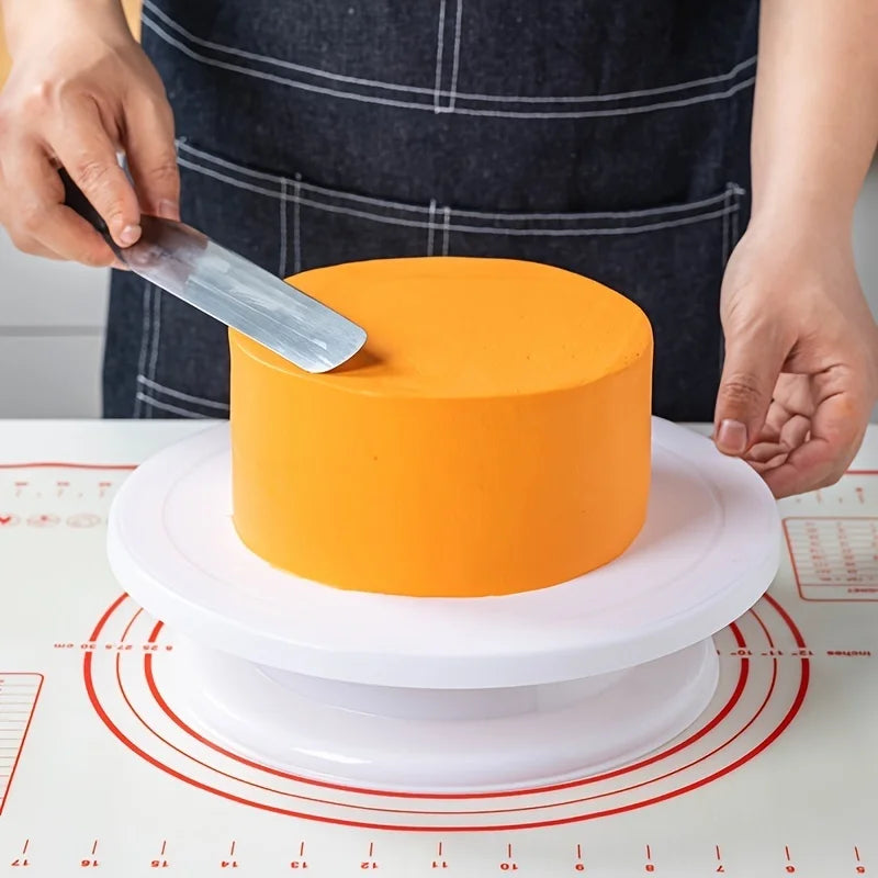 White Round Plastic Cake Turntable – Decorating Stand