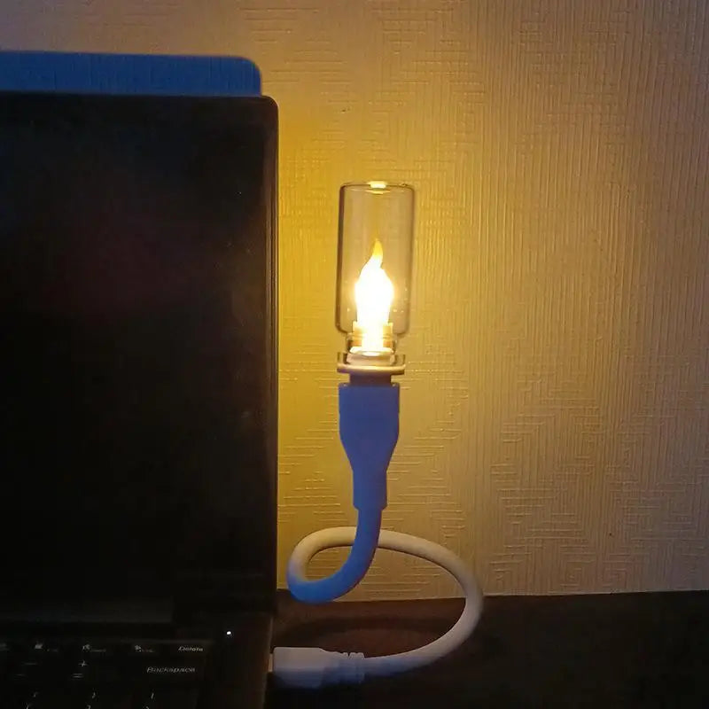 USB LED Flickering Flame Glass Candle Night Light | Home Decor LED Flame Night Light Nixie