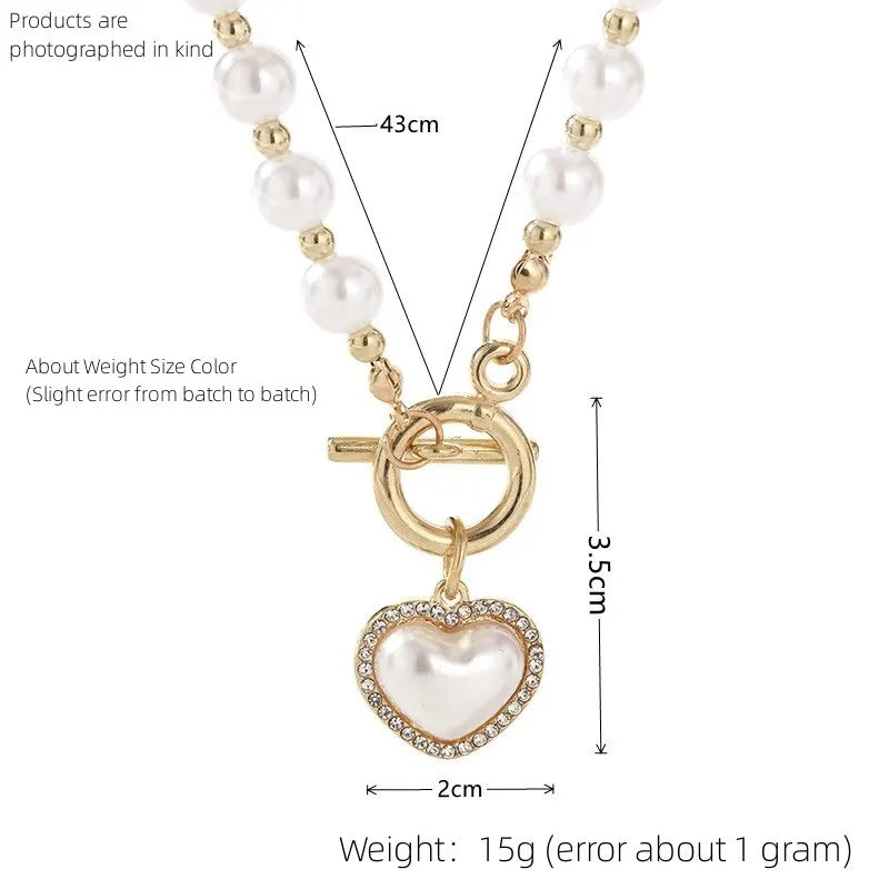 Gold Heart Diamond Collarbone Necklace for Women | 43cm Fashion Necklace Nixie