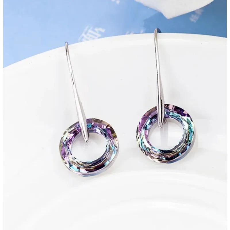 Crystal Circle Drop Earrings for Women | Gold Bohemian Dangle Dangle Earrings Nixie