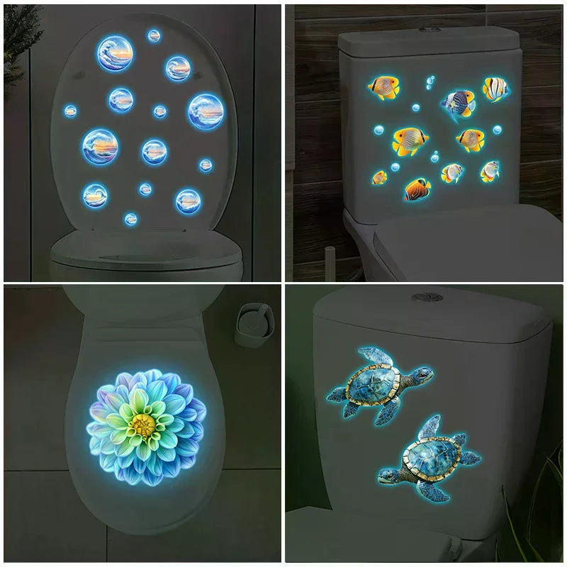 Glow-in-the-Dark Mandala Toilet Lid Sticker – Removable Decal
