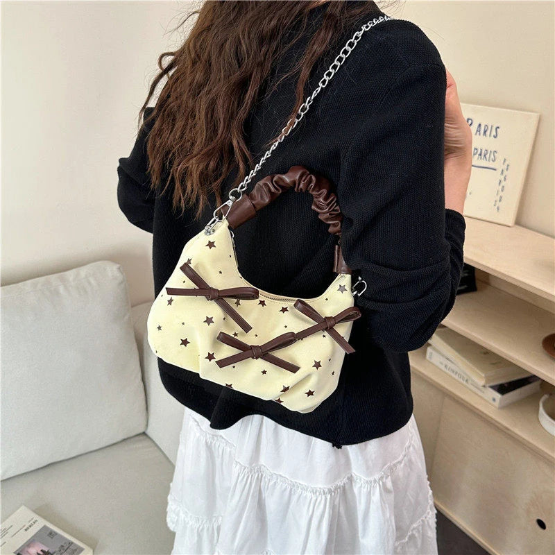 Korean Pleated Bow Polka Dot Shoulder Bag & Backpack Girls Shoulder Bag Backpack Nixie