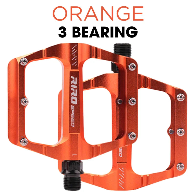 RIRO K30 3-Bearing CNC Aluminum Flat Bike Pedals MTB BMX Road Flat Bike Pedals Nixie ORANGE
