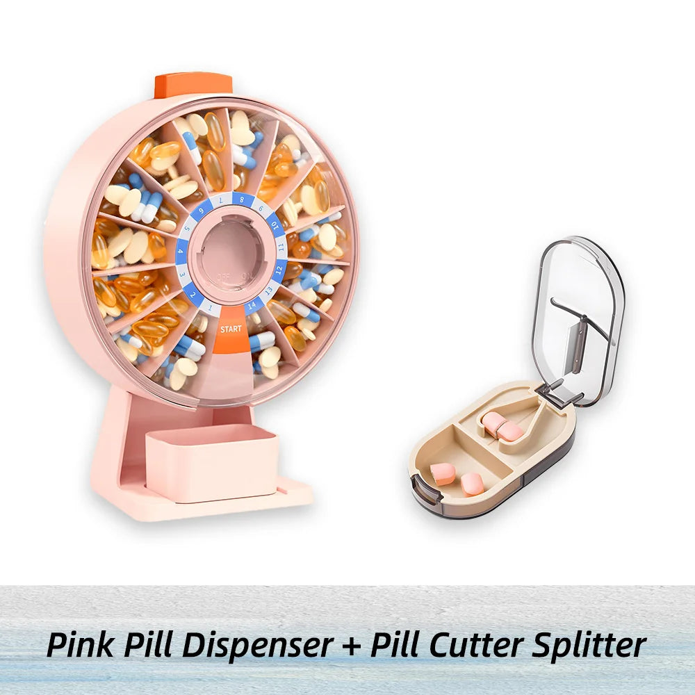 14-Day Pill Organizer & Tablet Cutter Combo Set Pill Organizer Set Nixie Pink