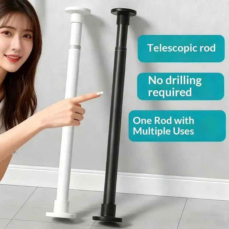 No-Drill Adjustable Tension Rod – Heavy Duty Telescopic Pole Telescopic Tension Rod Nixie