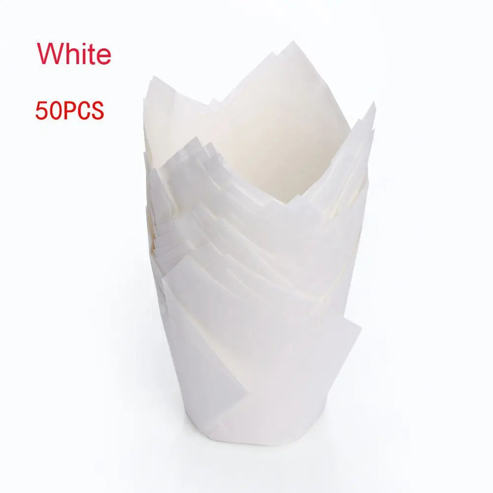 50pcs Candy Color Greaseproof Cupcake Liners & Muffin Wrappers Cupcake Liners Nixie white-50PCS