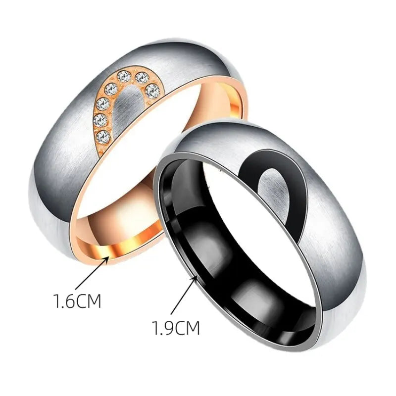 2pcs Stainless Steel Heart Ring Set – Gold & Silver Unisex Fashion Ring Set Nixie