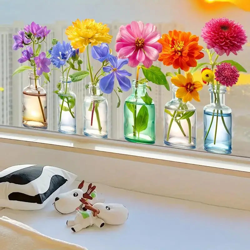 Wildflower Static Window Stickers – Removable Waterproof PVC Decals Window Decal Stickers Nixie