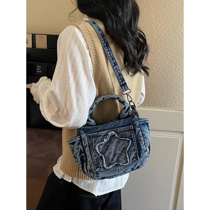 Large-Capacity Denim Crossbody Shoulder Bag for Women Denim Crossbody Bag Nixie