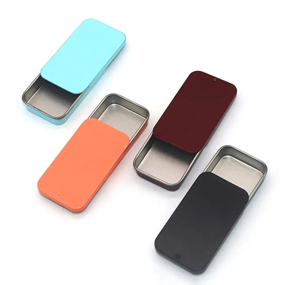 Mini Sliding Tin Boxes Set of 4 – Rectangular Metal Storage