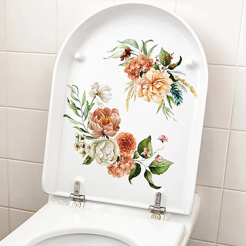 Butterfly Flower Toilet Seat Stickers – Removable Bathroom Decals